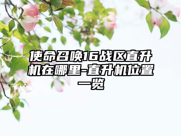 使命召唤16战区直升机在哪里-直升机位置一览