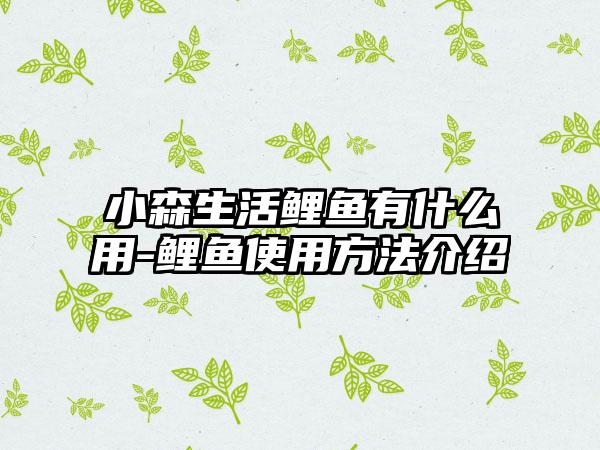 小森生活鲤鱼有什么用-鲤鱼使用方法介绍