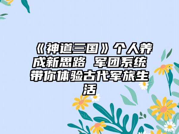 《神道三国》个人养成新思路 军团系统带你体验古代军旅生活