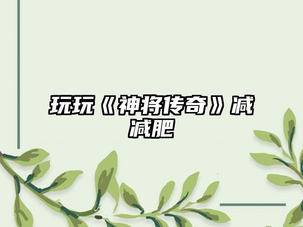 玩玩《神将传奇》减减肥