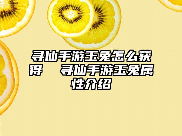 寻仙手游玉兔怎么获得  寻仙手游玉兔属性介绍