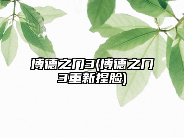 博德之门3(博德之门3重新捏脸)