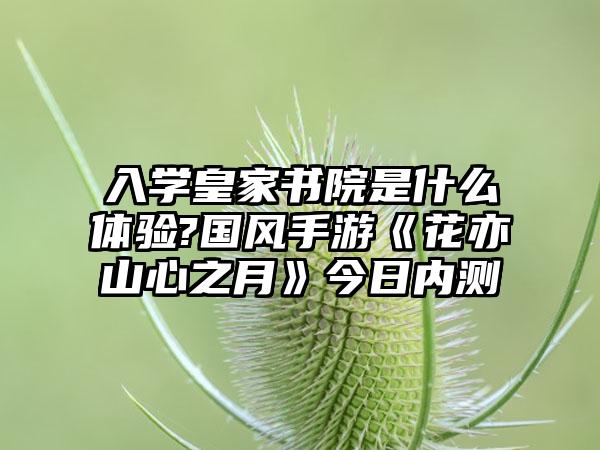 入学皇家书院是什么体验?国风手游《花亦山心之月》今日内测