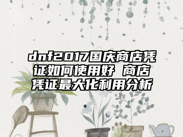 dnf2017国庆商店凭证如何使用好 商店凭证最大化利用分析