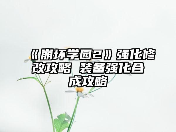 《崩坏学园2》强化修改攻略 装备强化合成攻略