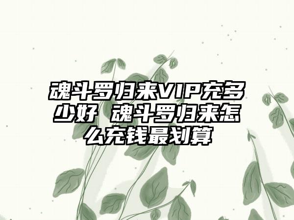 魂斗罗归来VIP充多少好 魂斗罗归来怎么充钱最划算