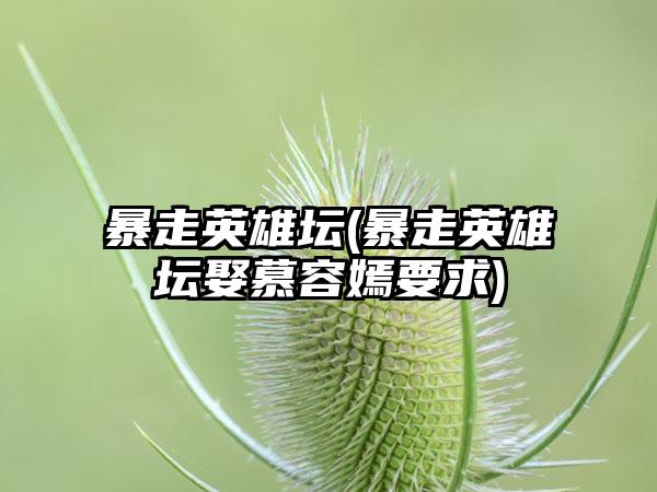 暴走英雄坛(暴走英雄坛娶慕容嫣要求)