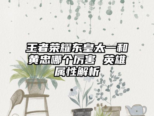 王者荣耀东皇太一和黄忠哪个厉害 英雄属性解析