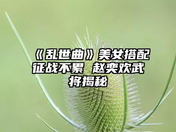 《乱世曲》美女搭配征战不累 赵奕欢武将揭秘