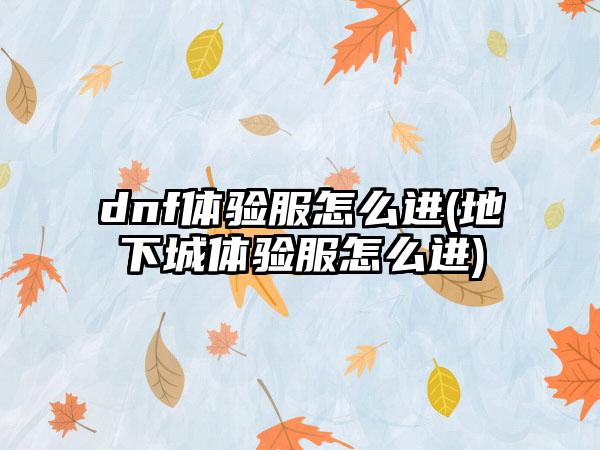 dnf体验服怎么进(地下城体验服怎么进)