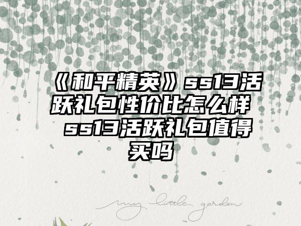 《和平精英》ss13活跃礼包性价比怎么样 ss13活跃礼包值得买吗