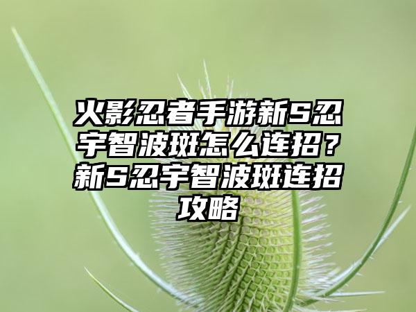 火影忍者手游新S忍宇智波斑怎么连招？新S忍宇智波斑连招攻略