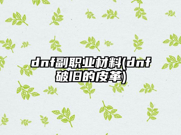 dnf副职业材料(dnf破旧的皮革)