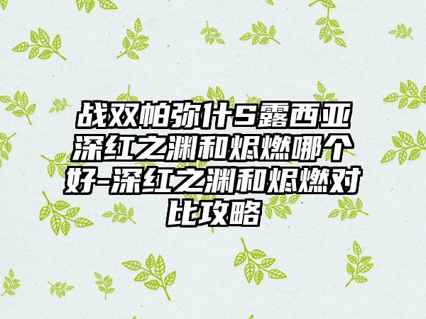 战双帕弥什S露西亚深红之渊和烬燃哪个好-深红之渊和烬燃对比攻略