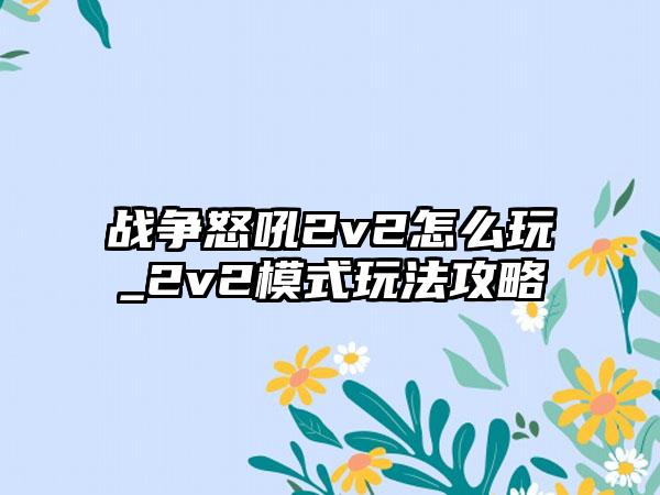 战争怒吼2v2怎么玩_2v2模式玩法攻略
