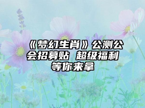 《梦幻生肖》公测公会招募贴 超级福利等你来拿