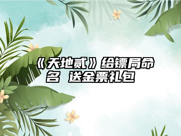 《天地贰》给镖局命名 送金票礼包