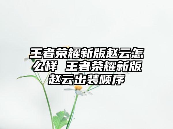 王者荣耀新版赵云怎么样 王者荣耀新版赵云出装顺序