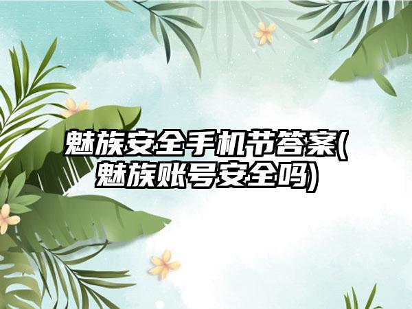 魅族安全手机节答案(魅族账号安全吗)