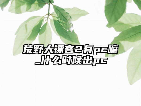 荒野大镖客2有pc嘛_什么时候出pc