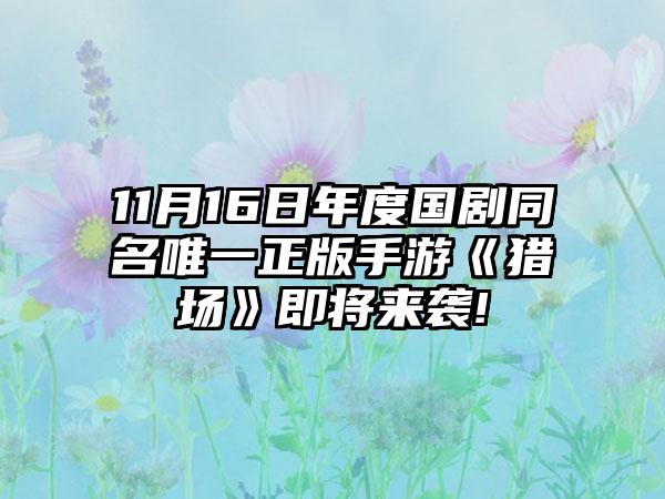 11月16日年度国剧同名唯一正版手游《猎场》即将来袭!