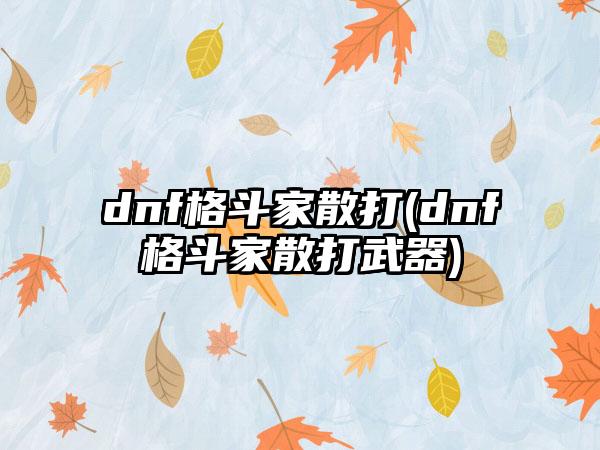 dnf格斗家散打(dnf格斗家散打武器)