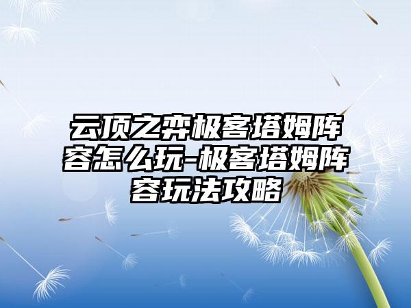 云顶之弈极客塔姆阵容怎么玩-极客塔姆阵容玩法攻略