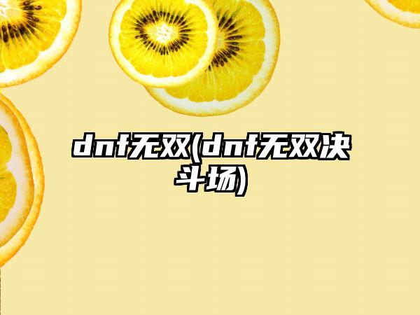 dnf无双(dnf无双决斗场)