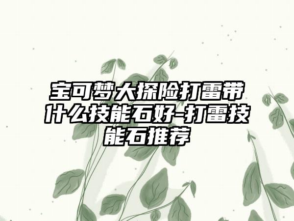 宝可梦大探险打雷带什么技能石好-打雷技能石推荐