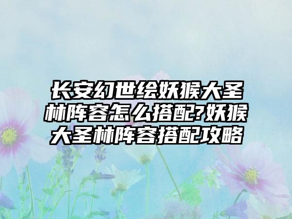 长安幻世绘妖猴大圣林阵容怎么搭配?妖猴大圣林阵容搭配攻略