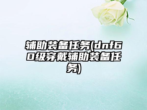 辅助装备任务(dnf60级穿戴辅助装备任务)