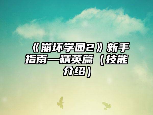 《崩坏学园2》新手指南—精英篇（技能介绍）