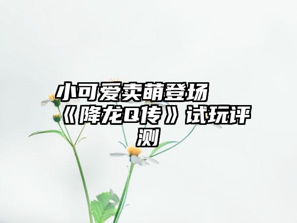 小可爱卖萌登场 《降龙Q传》试玩评测