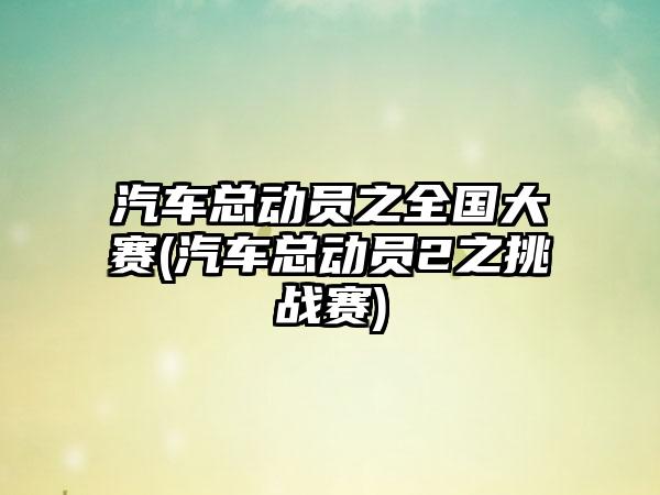 汽车总动员之全国大赛(汽车总动员2之挑战赛)