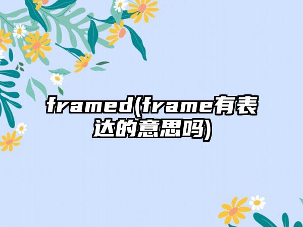 framed(frame有表达的意思吗)