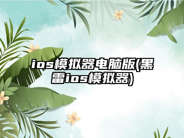 ios模拟器电脑版(黑雷ios模拟器)