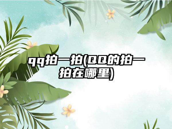 qq拍一拍(QQ的拍一拍在哪里)