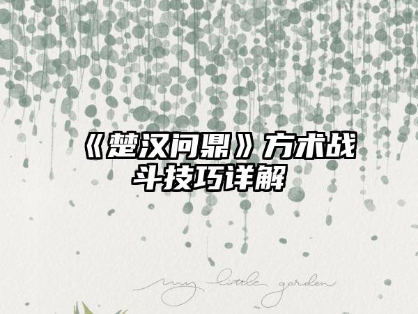 《楚汉问鼎》方术战斗技巧详解