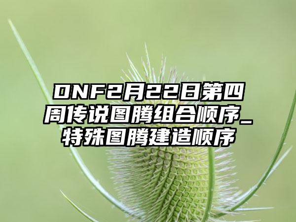 DNF2月22日第四周传说图腾组合顺序_特殊图腾建造顺序