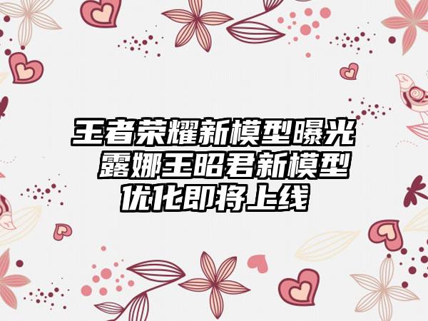 王者荣耀新模型曝光 露娜王昭君新模型优化即将上线
