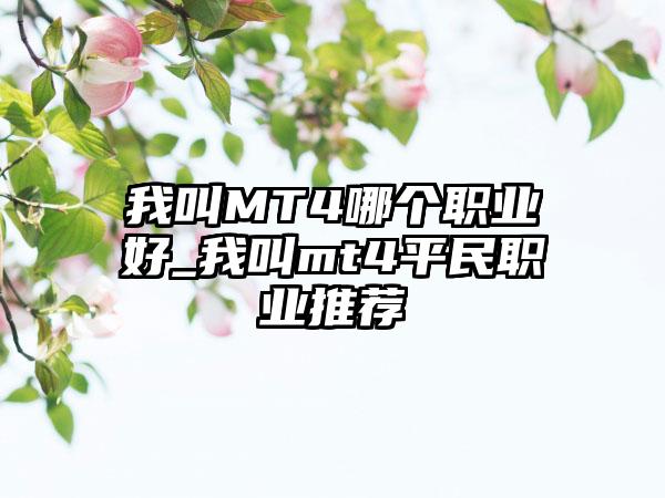 我叫MT4哪个职业好_我叫mt4平民职业推荐
