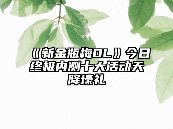 《新金瓶梅OL》今日终极内测十大活动天降壕礼