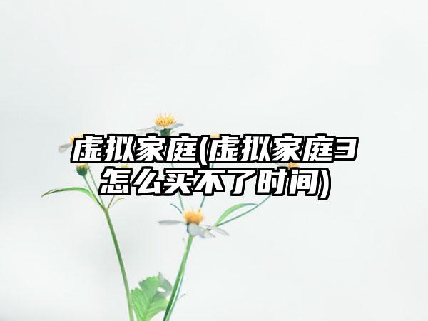 虚拟家庭(虚拟家庭3怎么买不了时间)
