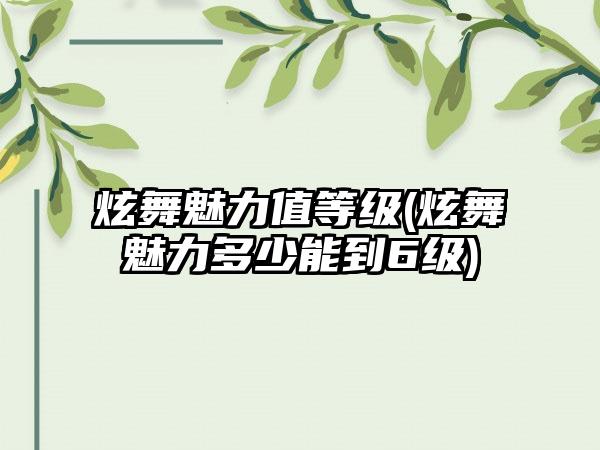 炫舞魅力值等级(炫舞魅力多少能到6级)