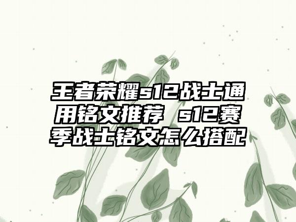 王者荣耀s12战士通用铭文推荐 s12赛季战士铭文怎么搭配