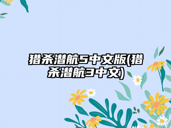 猎杀潜航5中文版(猎杀潜航3中文)