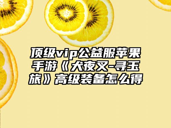 顶级vip公益服苹果手游《犬夜叉-寻玉の旅》高级装备怎么得