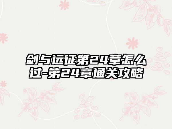 剑与远征第24章怎么过-第24章通关攻略