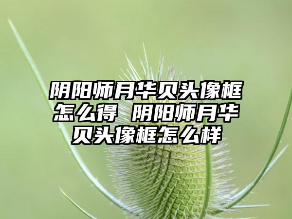 阴阳师月华贝头像框怎么得 阴阳师月华贝头像框怎么样