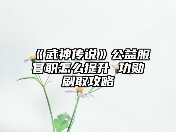 《武神传说》公益服官职怎么提升 功勋刷取攻略